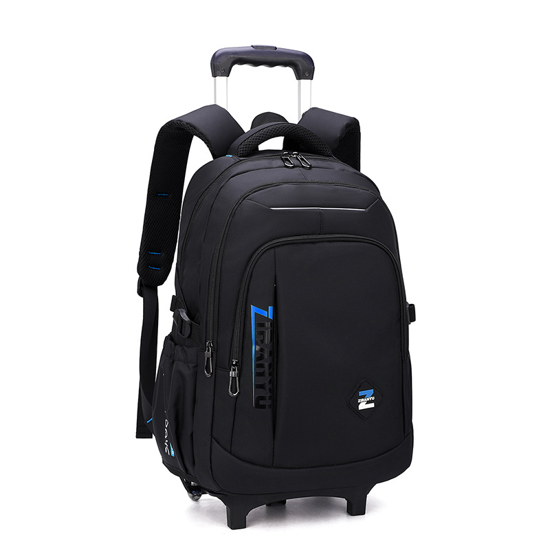 Natural fish factory direct junior high school students pull-rod schoolbag men's fashion six-wheel stair climbing large-capacity computer bag