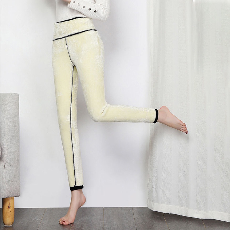 Pinduoduo Cross-border Thickened Lamb Fleece Leggings Women's Outer Wear Fleece-lined Thickened Leggings Women's High Waist Stretch Cotton Pants