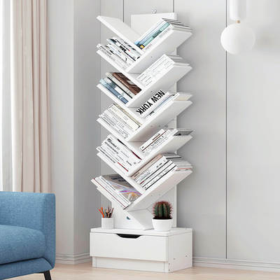 Yijiada Bookshelf Multi-layer Simple Small Bookcase Floor-standing Tree-shaped Creative Storage Rack Student Desktop Modern Storage Rack