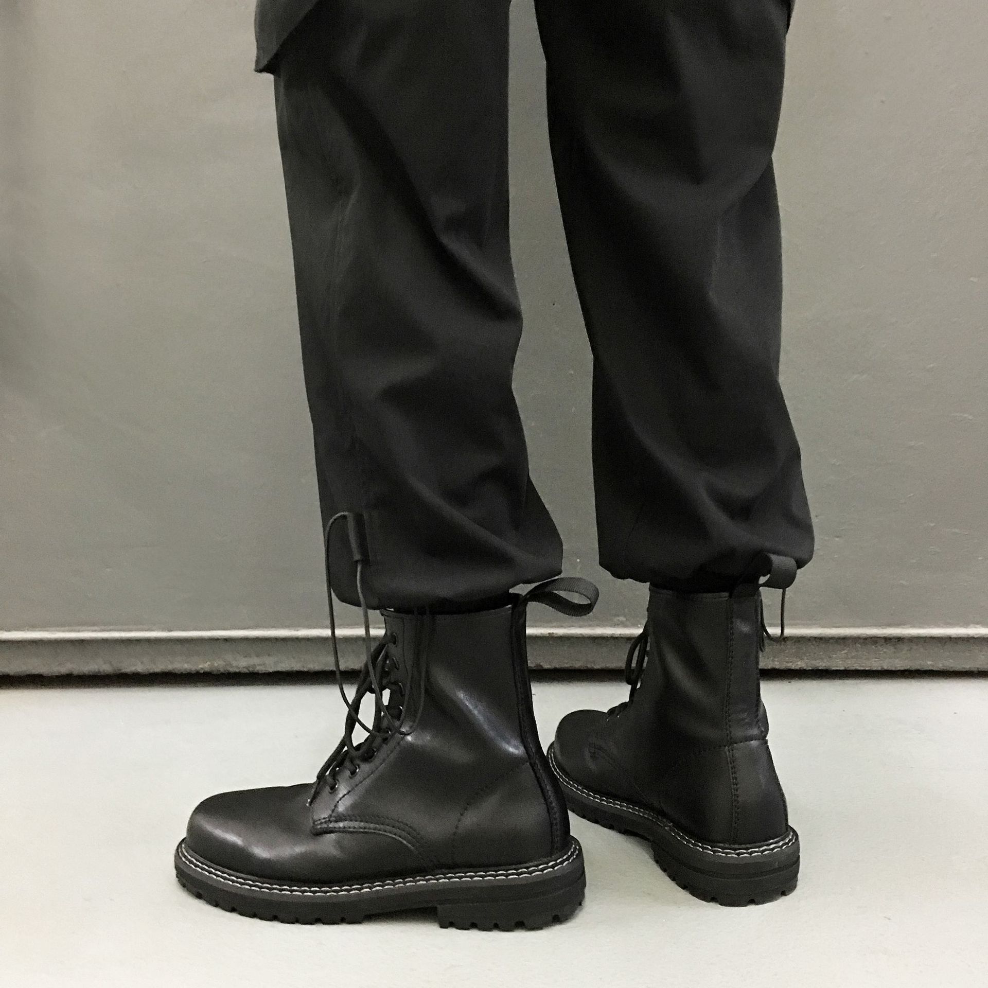 Couple's 35-47 Size ins Martins Boots Men's High Top Genuine Leather Large Size Boots Women's Bike Shoes Black Workwear Boots