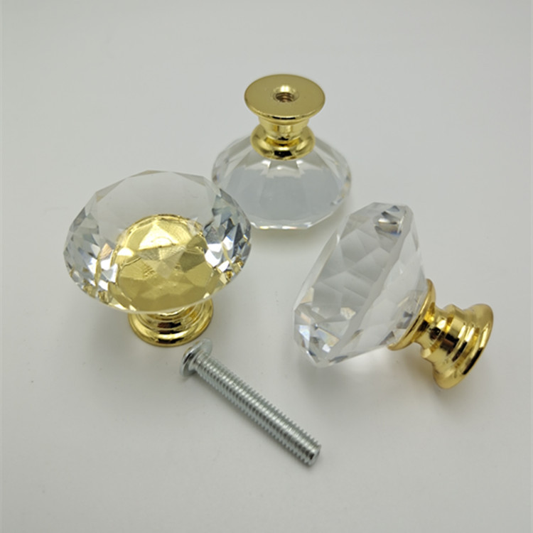 European-style Transparent Crystal Handle Drawer Single Hole Diamond Handle Modern Simple Furniture Cabinet Wardrobe Door Small Handle