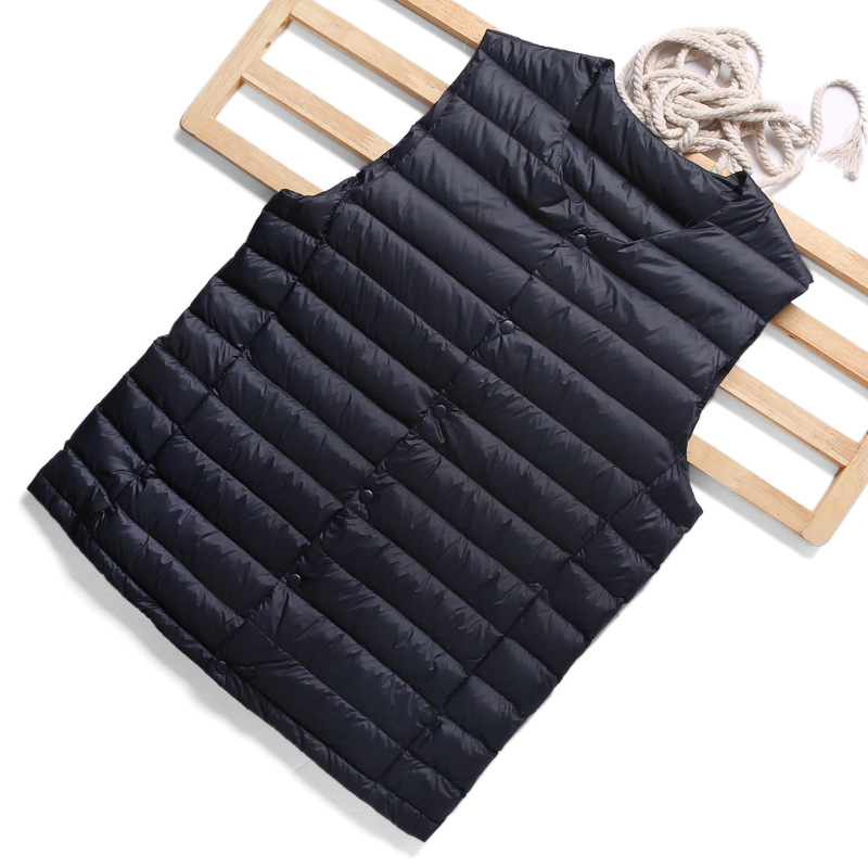 Collarless light down jacket men's waistcoat v-neck down liner large size waistcoat stand collar short jacket