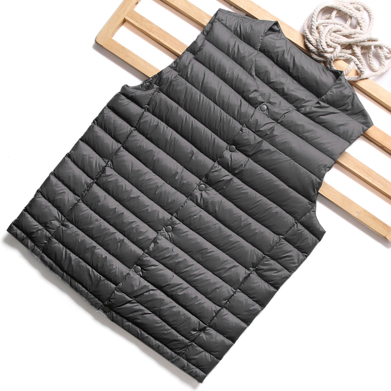 Collarless light down jacket men's waistcoat v-neck down liner large size waistcoat stand collar short jacket