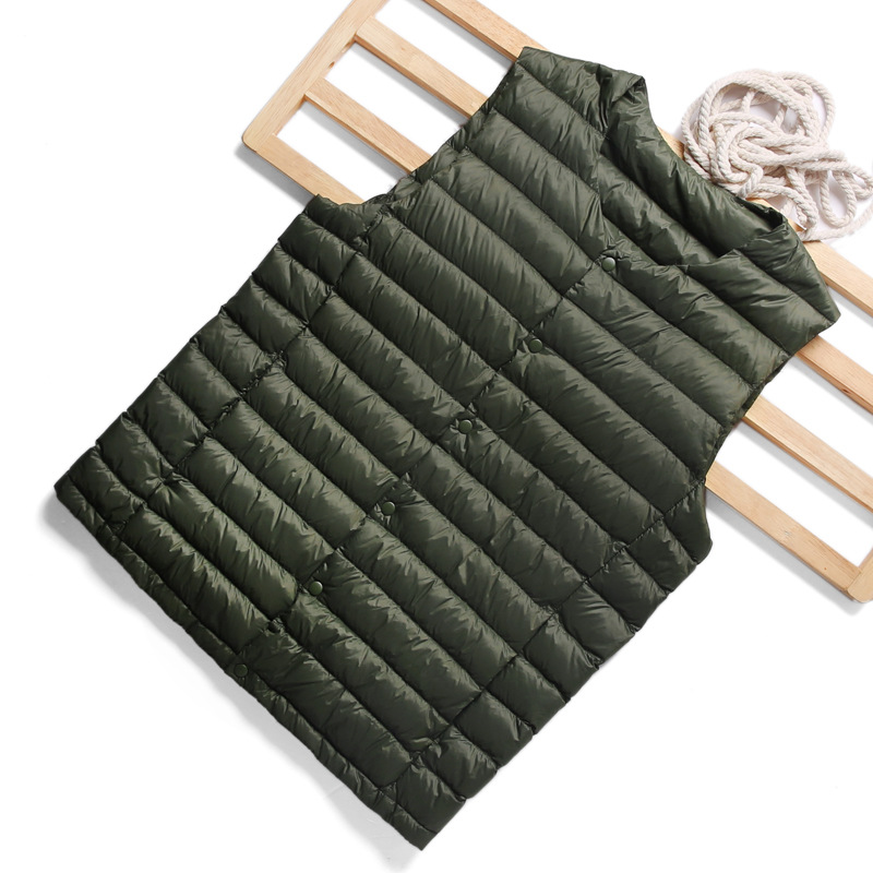 Collarless light down jacket men's waistcoat v-neck down liner large size waistcoat stand collar short jacket
