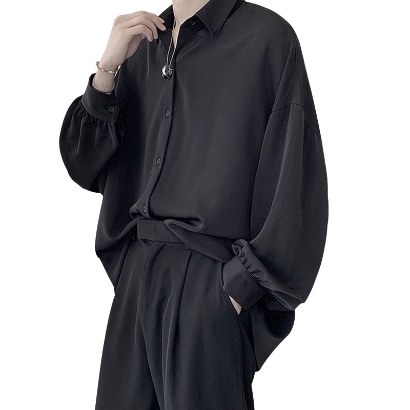 Shirt Men's Hong Kong Style Loose Fairy Tops dk Duffy Handsome Tide Design Sense jk Long Sleeve Lazy Style Falling Sense Shirt