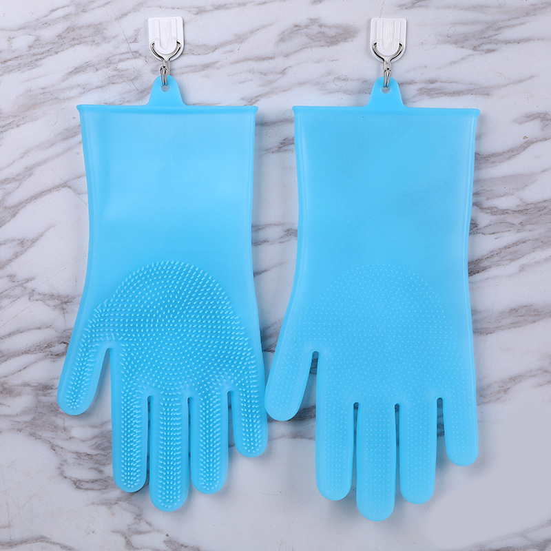Spot silicone dishwashing gloves household housework gloves thin non-slip anti-heat kitchen cleaning magic brush labor protection