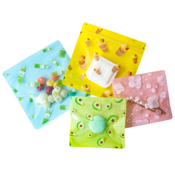 Factory direct cartoon self-sealing bag cute transparent snack plastic bag small bag jewelry packaging bag wholesale