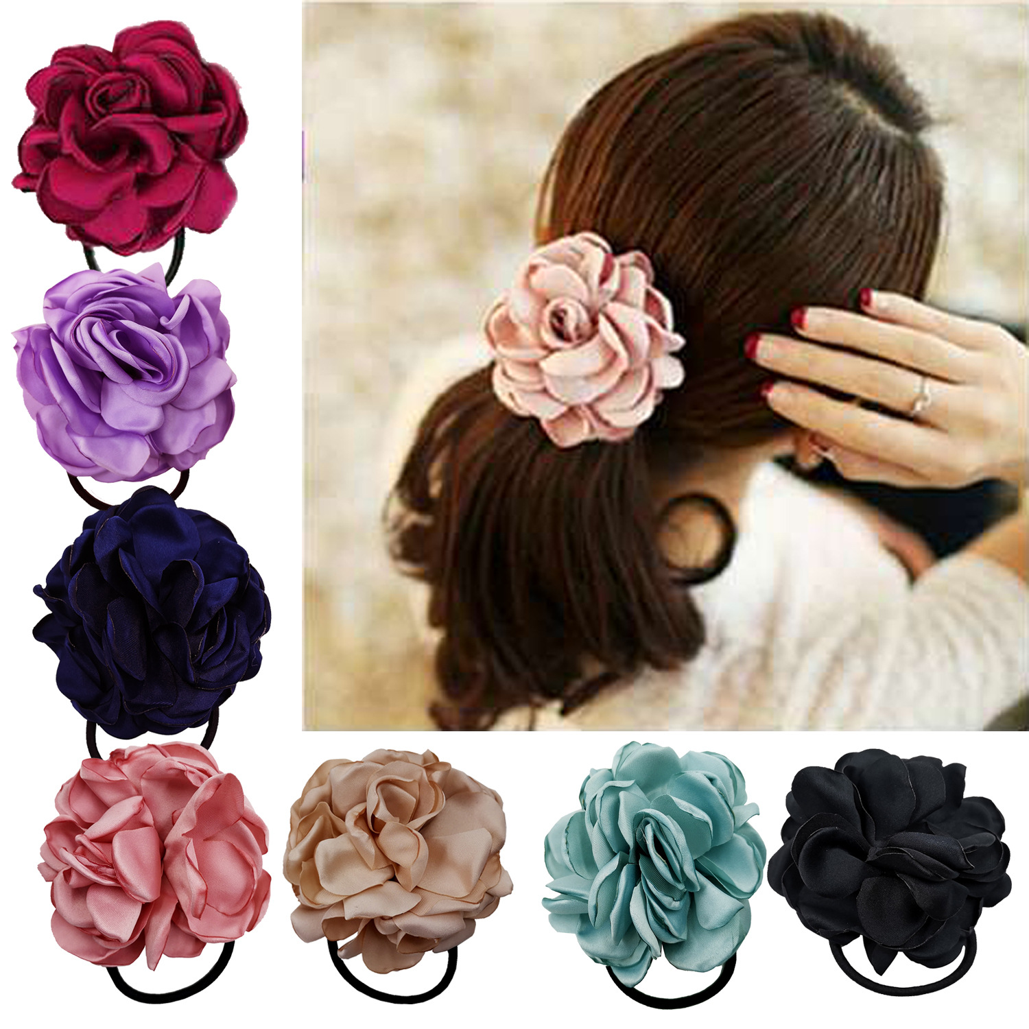 A289 Korean version of the new all-match burnt edge flower hair ring ladies baked edge flower hair ring hair rope AliExpress supply