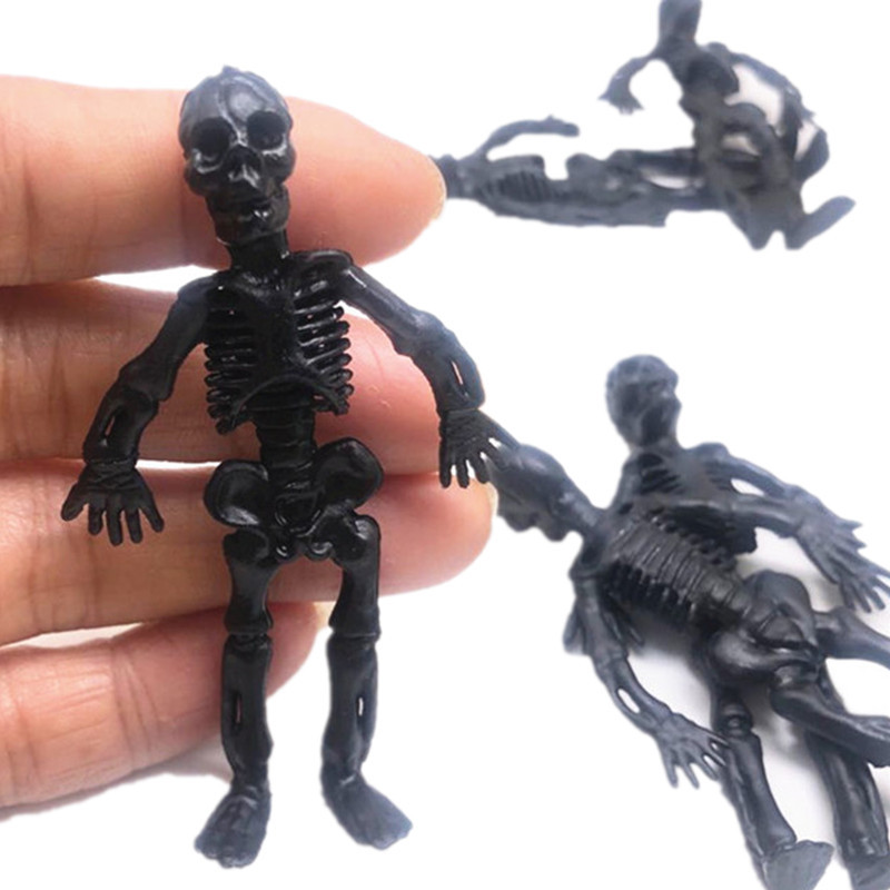 Mini human skeleton Halloween decoration props creative novelty small toy accessories PVC plastic skull man