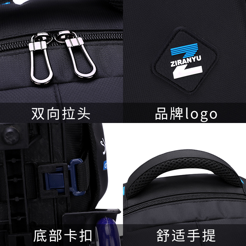 Natural fish factory direct junior high school students pull-rod schoolbag men's fashion six-wheel stair climbing large-capacity computer bag