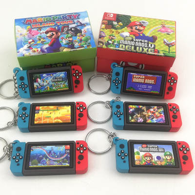 Super Mary Game Machine switch Charm Game Handle Keychain Catch Doll Machine Mario Keychain