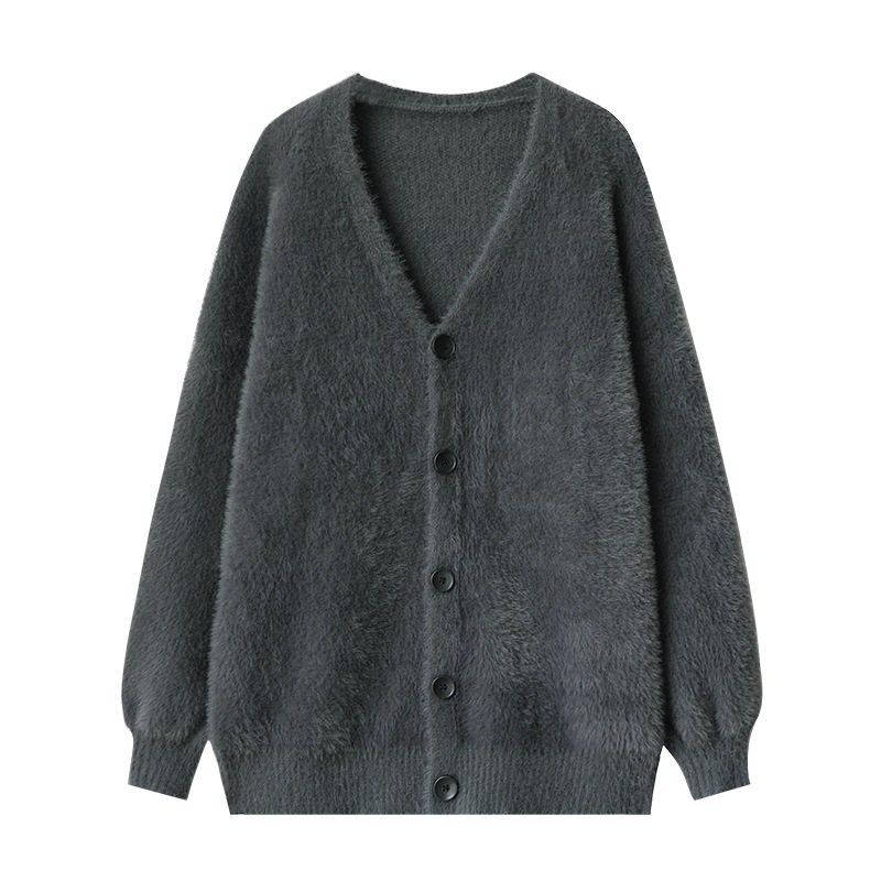 Imitation Mink Cashmere Cardigan Jacket Women's Loose Korean Style 2022 Autumn and Winter New Lazy Style Outer Wear Slimming V-neck Sweater