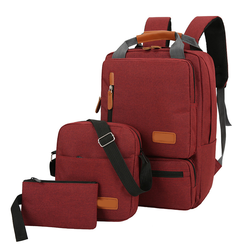 Cross-border New Casual Men's Backpack Three-piece Outdoor Travel Computer Backpack Men's Shoulder Bag