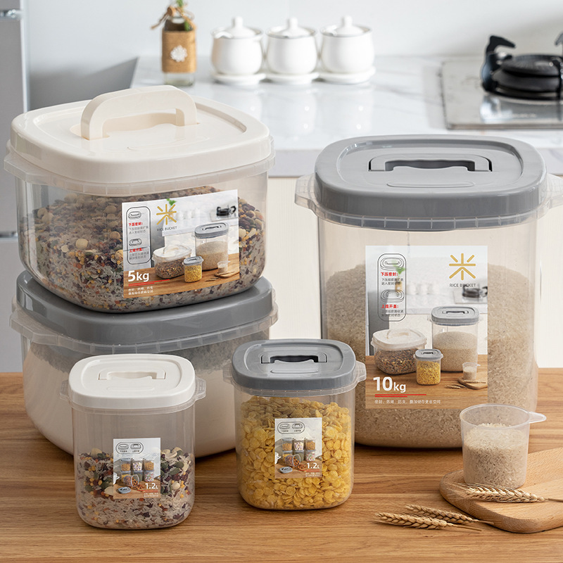 Sealed rice bucket pet cat food storage bucket dog food bucket plastic grain flour rice tank transparent rice storage box