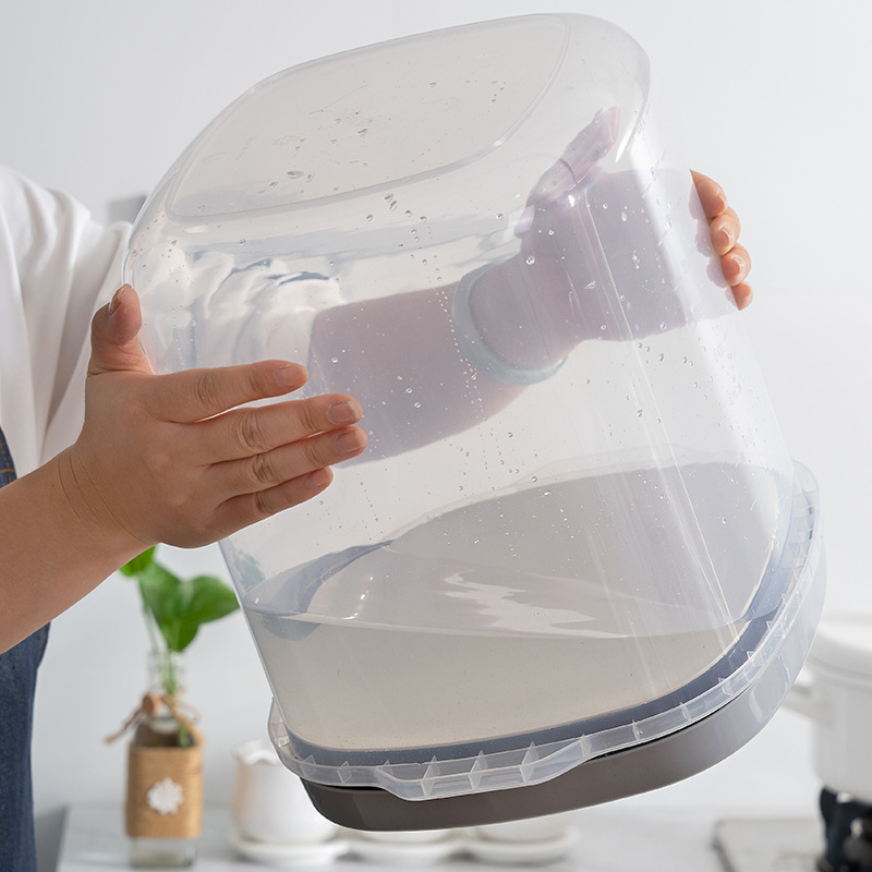 Sealed rice bucket pet cat food storage bucket dog food bucket plastic grain flour rice tank transparent rice storage box