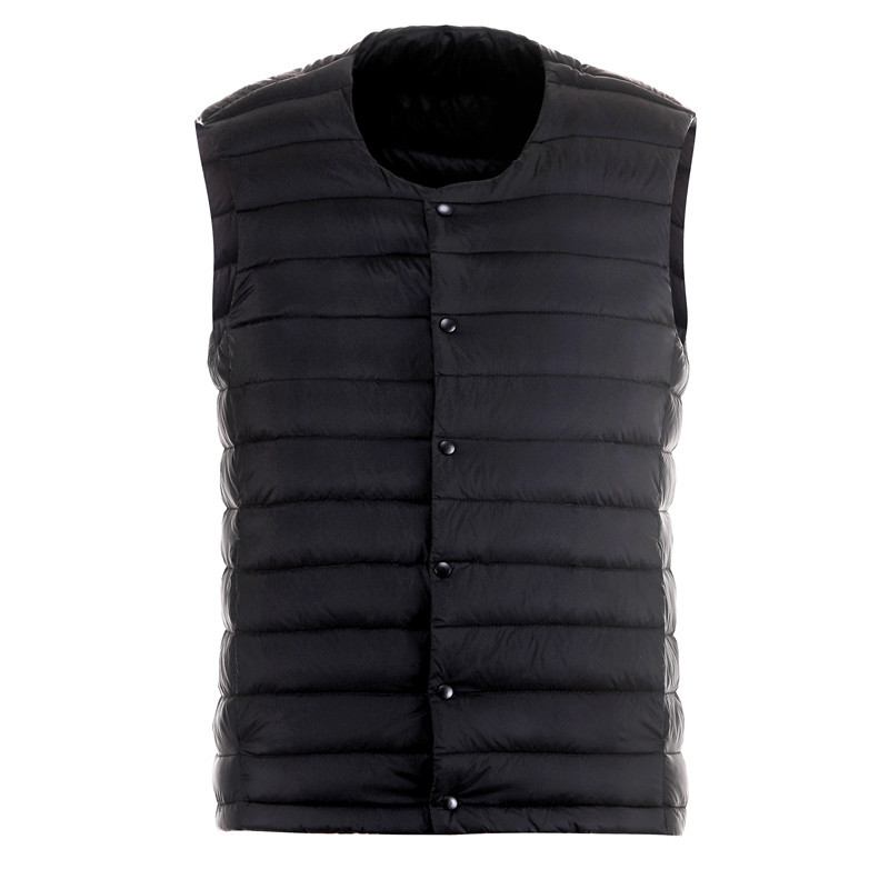 Collarless light down jacket men's waistcoat v-neck down liner large size waistcoat stand collar short jacket