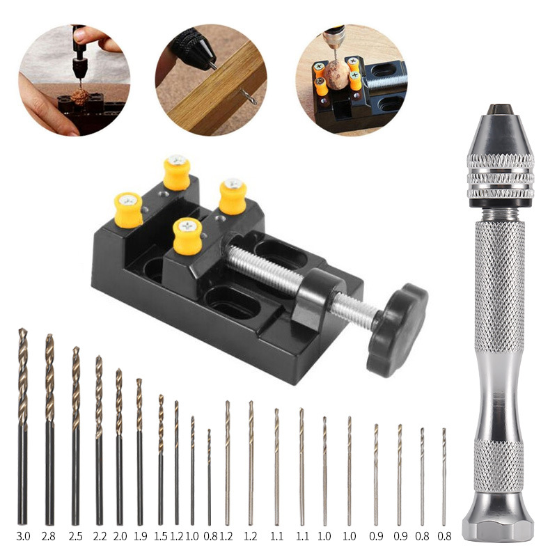 Cross-border hot-selling text play kit hand-carved perforated pcb mini drill hand-twisted drill clamp set