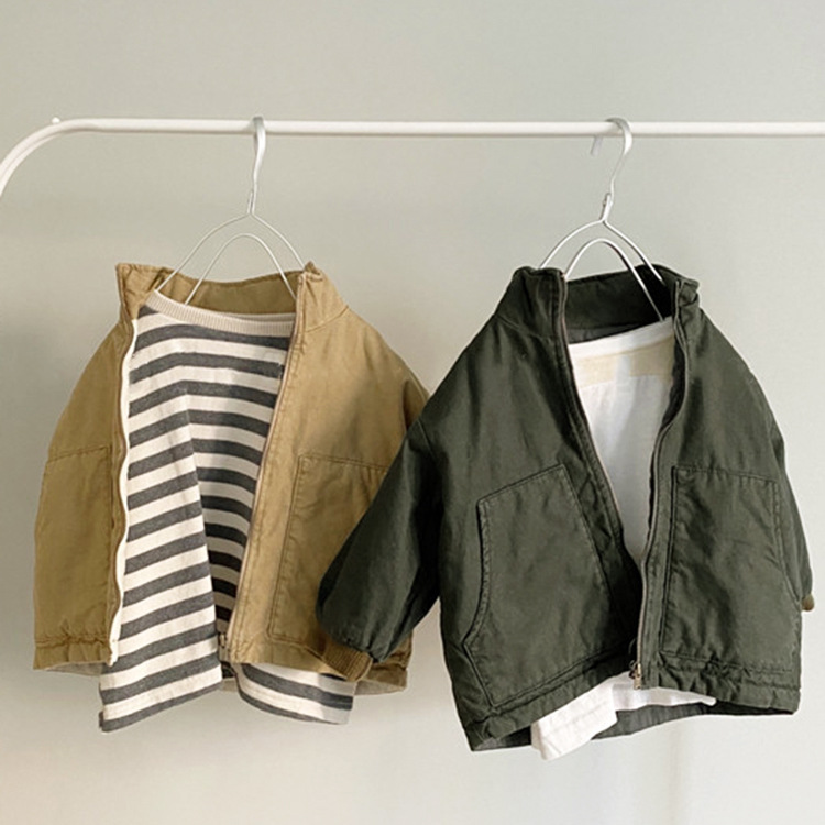 Korean Parent-Child Style Thickened Cotton Jacket with Vertical Collar for Boys and Girls Children's Autumn and Winter Wear Parent-Child Wear All-Match