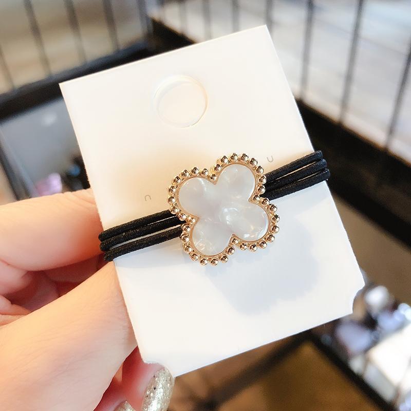 Korean Style Fresh Style Mori Women's Four-leaf Clover Hair Rope Women's Hair Ring Simple Hair Accessories Adult Personalized All-match Rubber Tendon Hair Rope