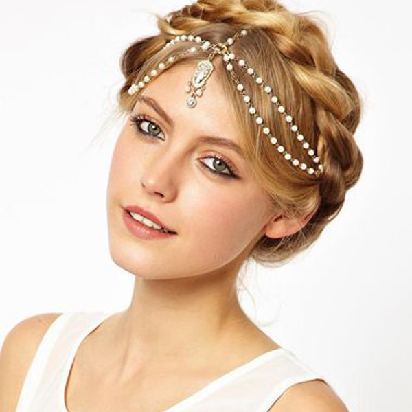 European and American Bohemian Princess Style with Retro Gothic Flash Diamond Luxury Acrylic Hair Accessories Hair Chains Headdress Headchains