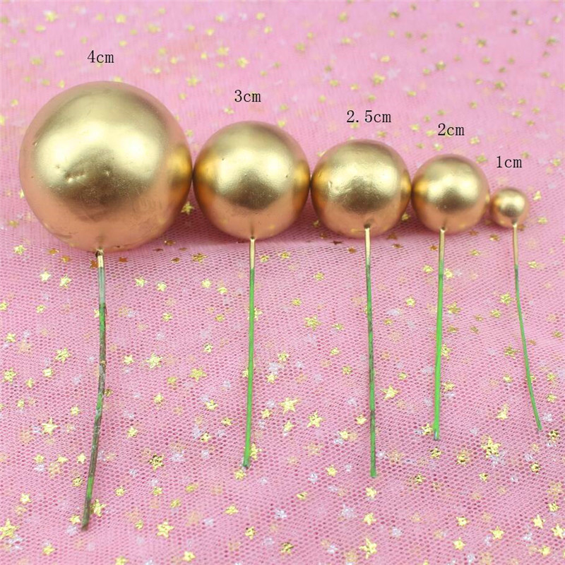 Golden Ball Silver Ball Birthday Cake Decoration ins Cold Wind Golden Silver Ball Ball Plug-in Ornament Baking