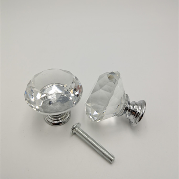 European-style Transparent Crystal Handle Drawer Single Hole Diamond Handle Modern Simple Furniture Cabinet Wardrobe Door Small Handle