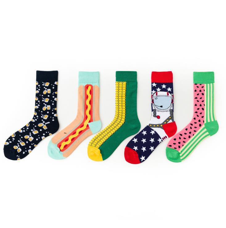 Spring and Autumn Men's New European and American Fashion Brand Socks Four Seasons Cotton Cross-border Couple Watermelon Corn Series Socks Wholesale