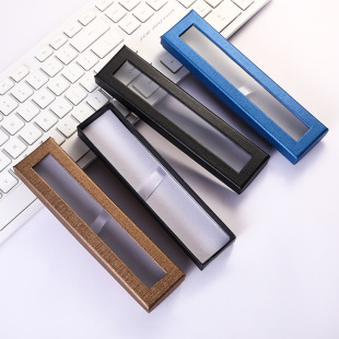 Color lid pen box transparent window ballpoint pen signature pen box paper stationery box gilding logo