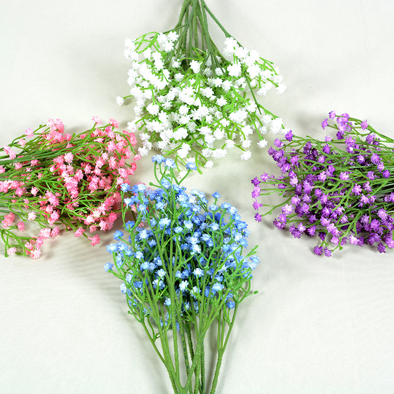 満天の星の花嫁の結婚祝いの装飾の手の花の束のプラスチックの柔らかいゴムの手触りの3叉の満天の星のシミュレーションの花|undefined