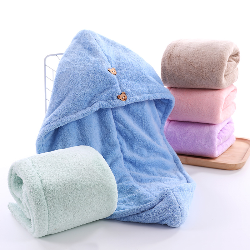 Shake Tone Dry Hair Cap Quick-drying Women's Absorbent Coral Fleece Baotou Shower Cap Washing Head Double-layer Thickened Dry Hair Cap Strong Absorbent