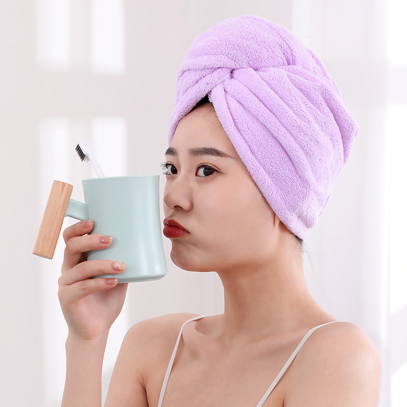 Shake Tone Dry Hair Cap Quick-drying Women's Absorbent Coral Fleece Baotou Shower Cap Washing Head Double-layer Thickened Dry Hair Cap Strong Absorbent