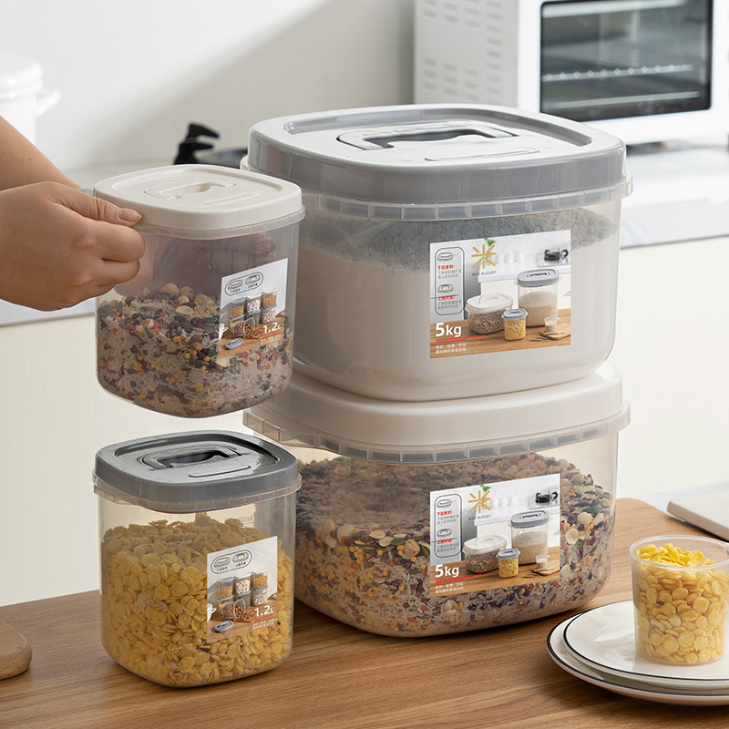 Sealed rice bucket pet cat food storage bucket dog food bucket plastic grain flour rice tank transparent rice storage box