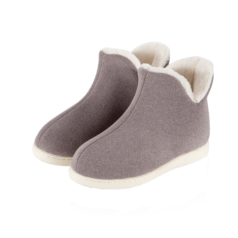 Wool Slippers Women's Winter Cute High-heeled Cotton Slippers Men's Household Thick-soled Shoes Winter Household Cotton Shoes