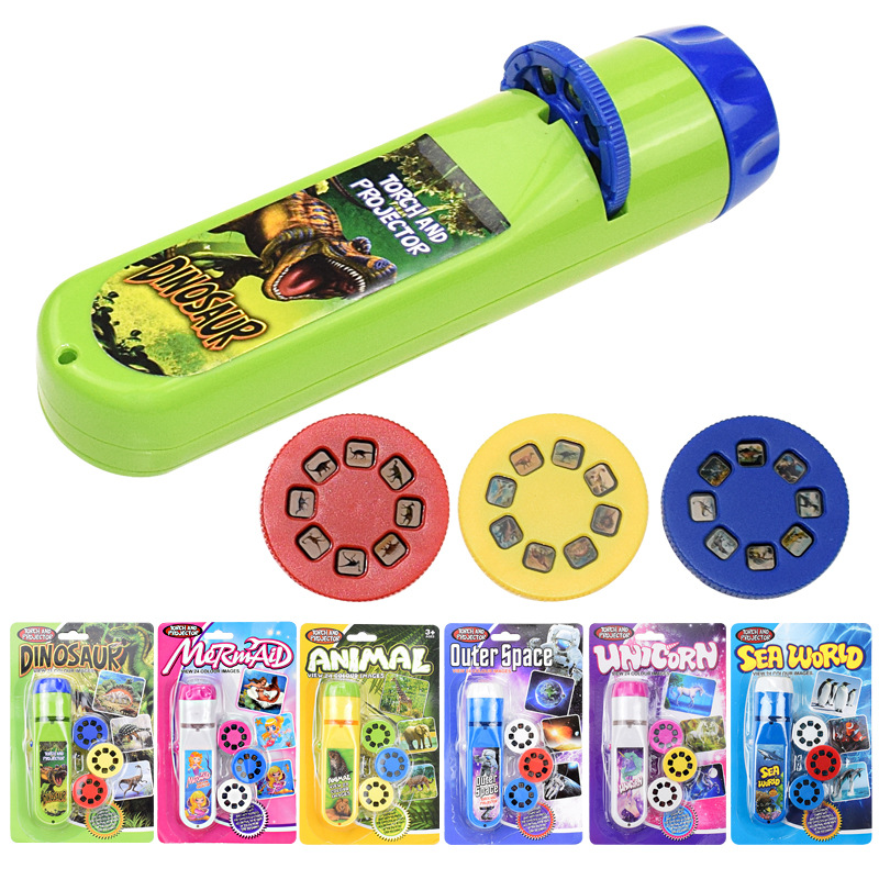 Cross-border projection flashlight early education cognitive story lighting cartoon dinosaur animal pattern fun projector toy