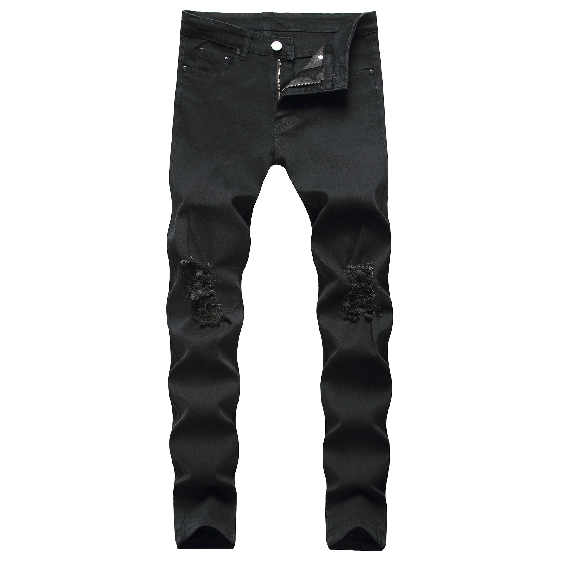 Summer Beggar Ripped Jeans Men's Five-color Ripped Pants Men's Slim-fit Knee Ripped Stretch Casual Jeans Trendy