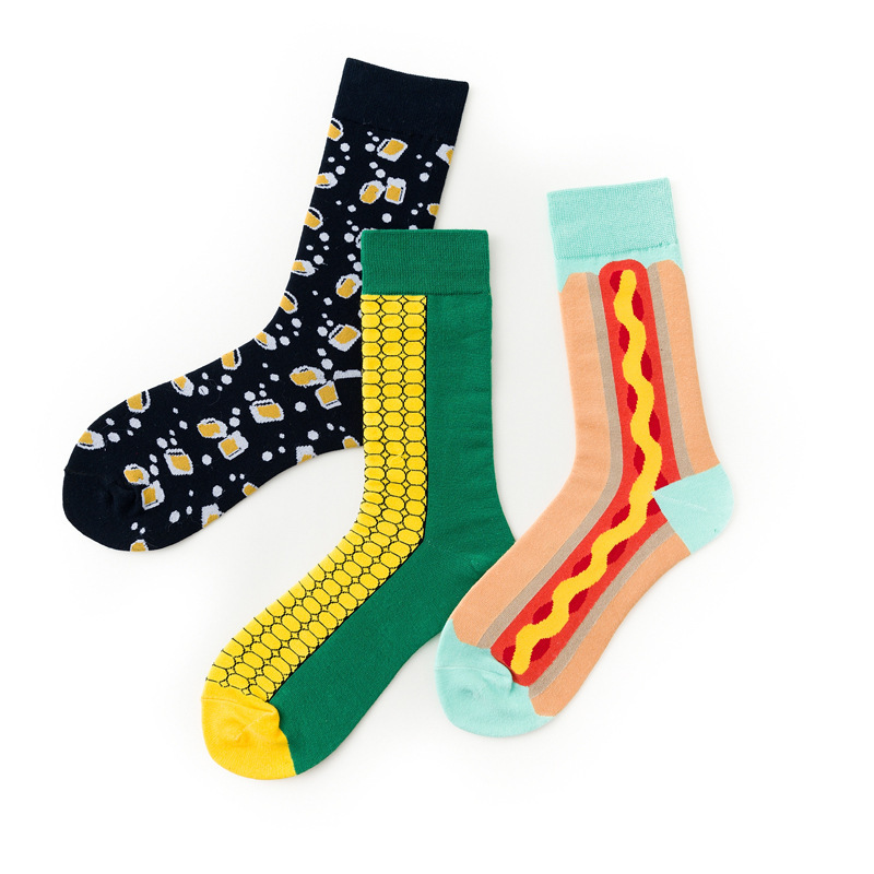 Spring and Autumn Men's New European and American Fashion Brand Socks Four Seasons Cotton Cross-border Couple Watermelon Corn Series Socks Wholesale