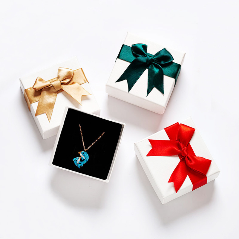 ジュエリーボックス蝶結びリボン包装ボックスリングネックレスペンダントピアス紙アクセサリーボックスギフトボックス卸売|undefined