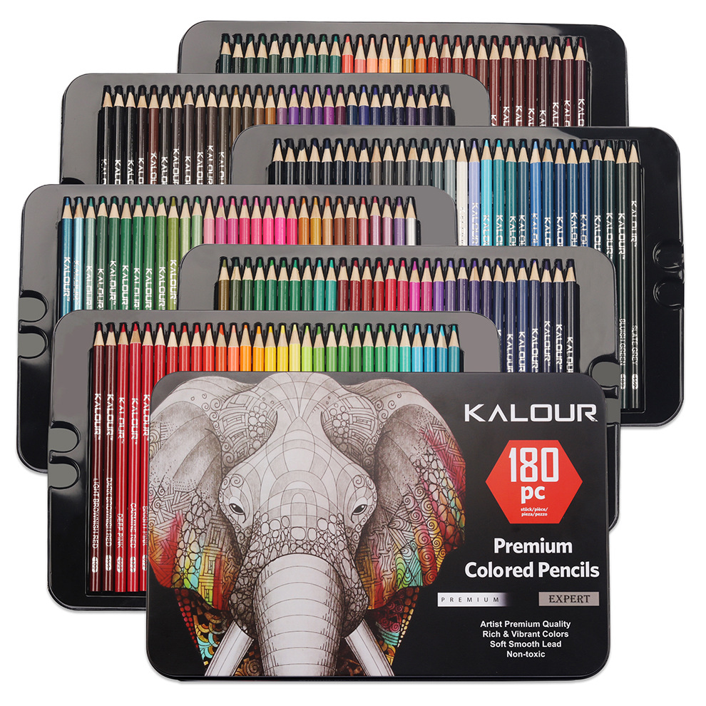 KALOUR180 Color Pencil Painting Set Metal Color Lead Art Supplies 180 Color Lead Set