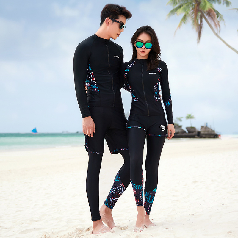 New Couple Zipper Diving Suit Split Long Sleeve Trousers Swimwear Sun-proof Quick-drying Jellyfish Suit for Men and Women Scuba Suit