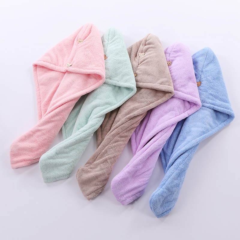 Shake Tone Dry Hair Cap Quick-drying Women's Absorbent Coral Fleece Baotou Shower Cap Washing Head Double-layer Thickened Dry Hair Cap Strong Absorbent