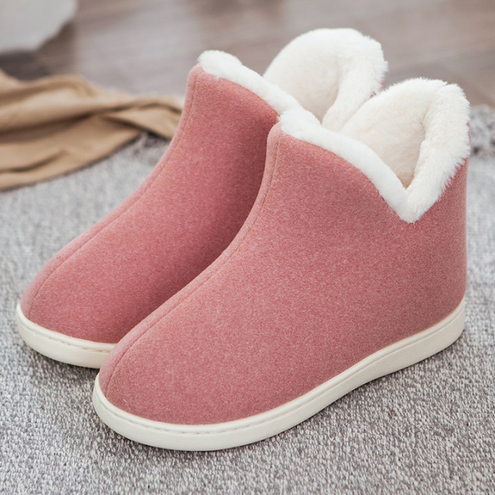 Wool Slippers Women's Winter Cute High-heeled Cotton Slippers Men's Household Thick-soled Shoes Winter Household Cotton Shoes