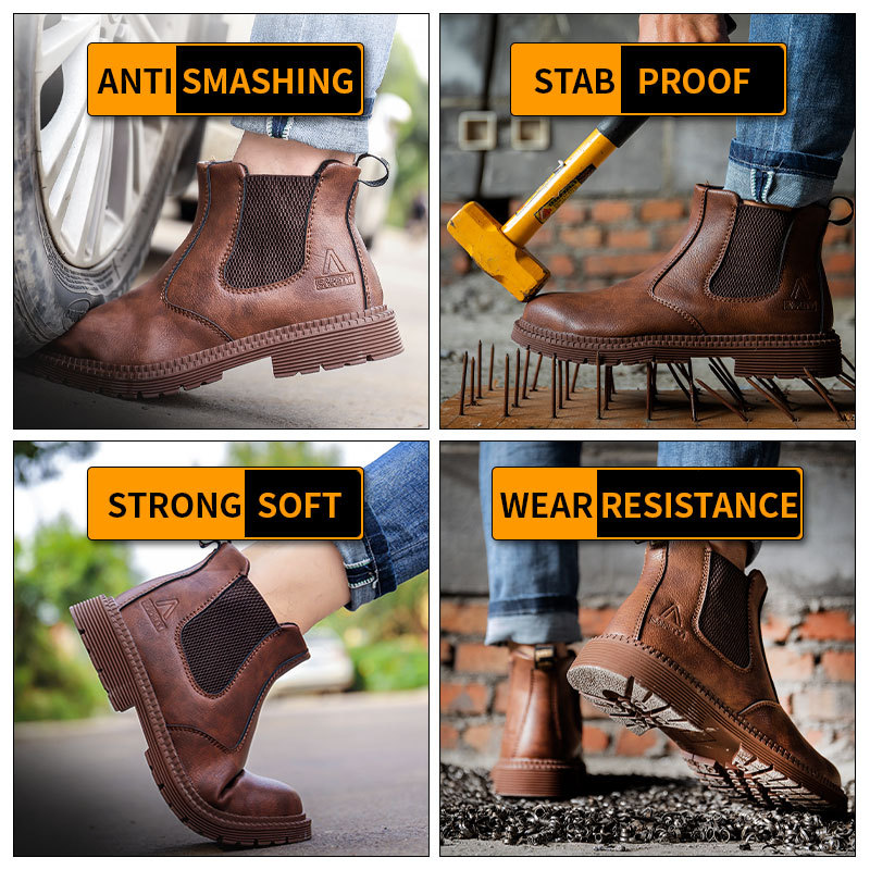 Cross-border new waterproof wear-resistant labor protection shoes men's large size wear-resistant puncture-resistant work boots anti-smashing protective shoes