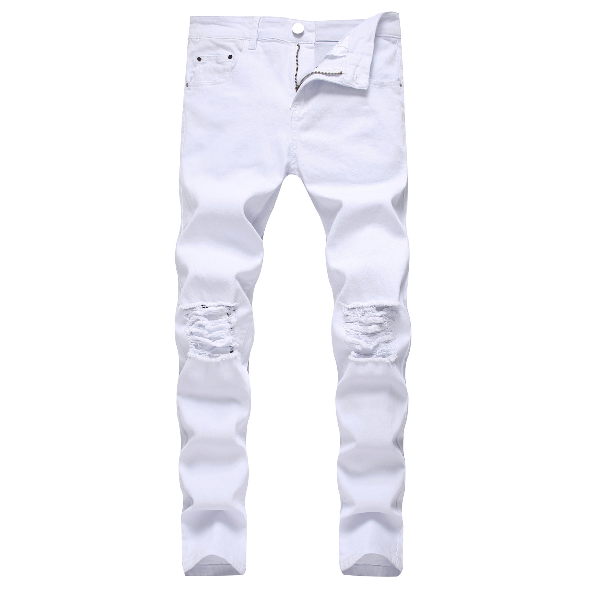 Summer Beggar Ripped Jeans Men's Five-color Ripped Pants Men's Slim-fit Knee Ripped Stretch Casual Jeans Trendy