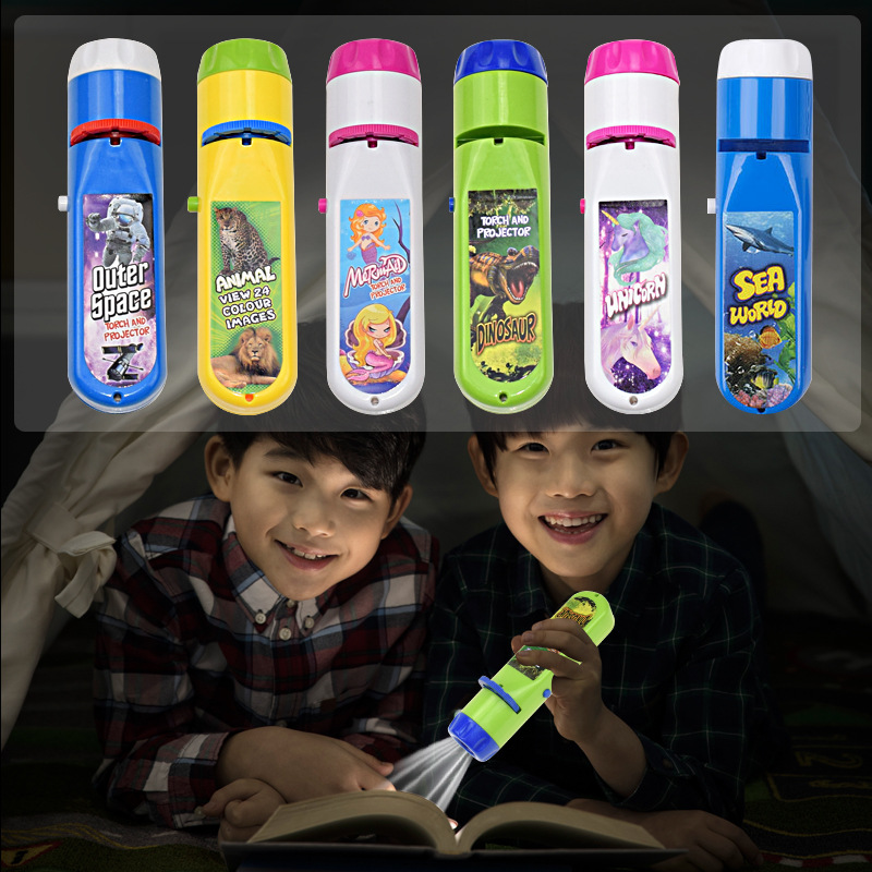 Cross-border projection flashlight early education cognitive story lighting cartoon dinosaur animal pattern fun projector toy