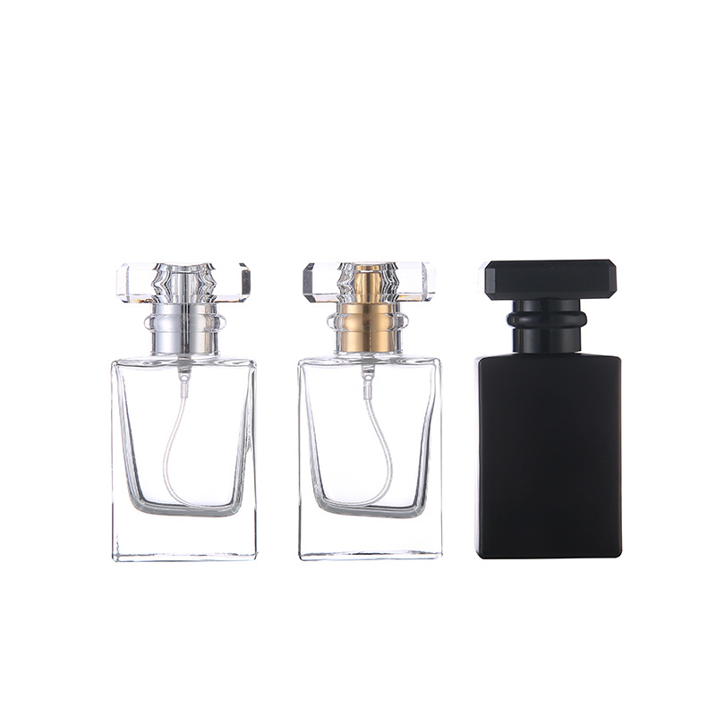 30ml50ml screw glass perfume bottle high-grade liquid sub-packing spray bottle square makeup empty bottle high-end