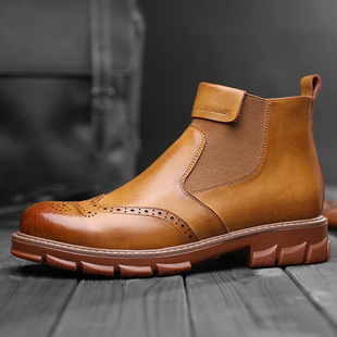 Velvet Martin Boots Men's 2019 New Men's Casual Warm Cotton Boots Fashion Trend Chelsea Boots Genuine Leather Boots
