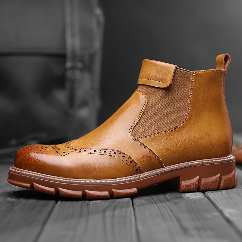 Velvet Martin Boots Men's 2019 New Men's Casual Warm Cotton Boots Fashion Trend Chelsea Boots Genuine Leather Boots