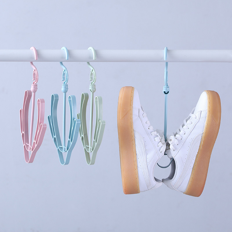 Windproof Double Hook Balcony Shoes Drying Rack Multi-functional Shoes Hanging Rack Shoes Drying Rack Hooks Shoes Drying Rack