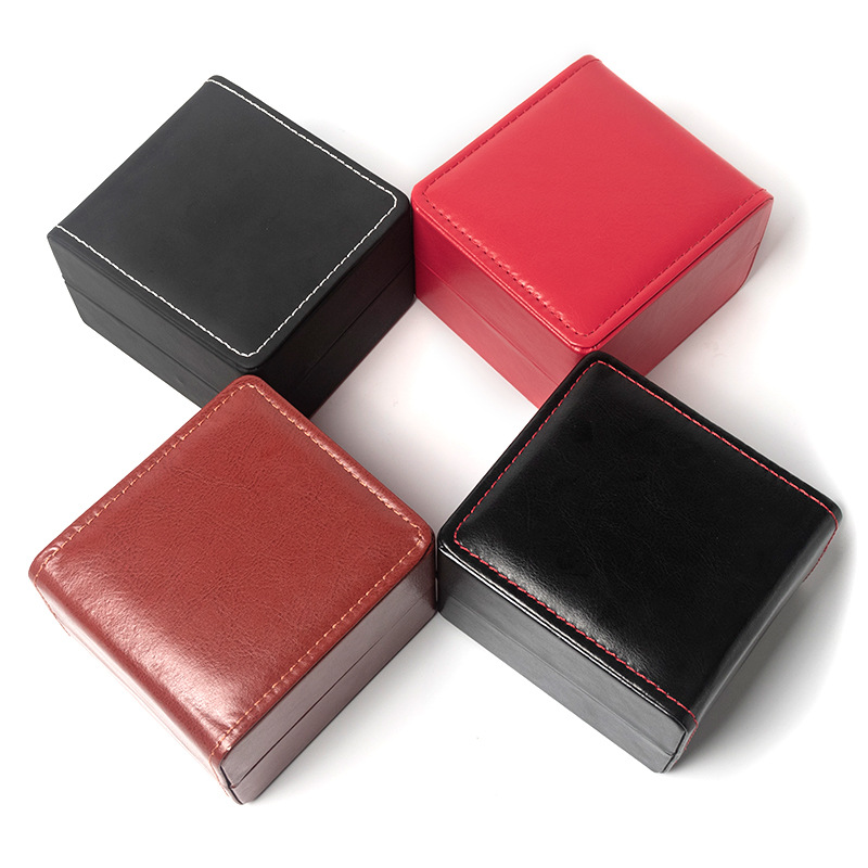 Pu leather high-end watch box black storage double watch box leather watch box flip display watch box in stock wholesale