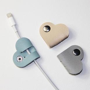 Beartist Xiong Jiang leather heart-shaped data cable organizer earphone wire storage Winder anti-lost